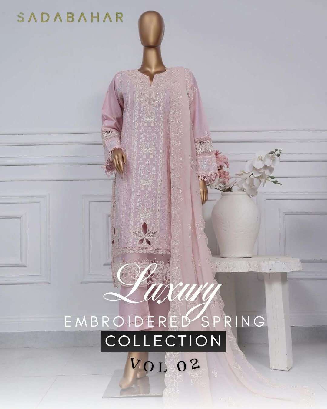 Luxury Embroidered Spring Lawn Collection Volume 02 Open And Modal by Sadabahar